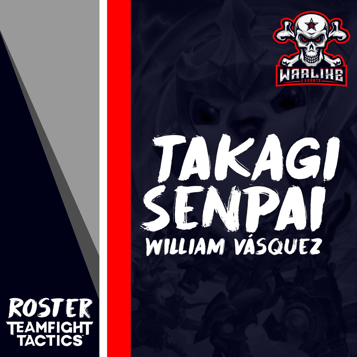 WarlikeSports's tweet photo. Desde el tablero le damos la bienvenida a Takagi Senpai, representara al equipo en el popular Teamfight Tactics ¡Vamos con todo! #GOWRL 

#teamfighttactics #esports #leagueoflegends https://t.co/wOXWma4RGS