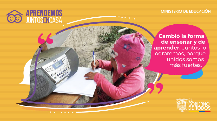Educacion_Ec's tweet photo. La educación continúa, contamos con tres franjas educativas en radio, de esa forma también #AprendemosJuntosEnCasa. Impulsamos la superación de niños y jóvenes a pesar de las circunstancias. #QuédateEnCasa https://t.co/aNhF8Dm67B