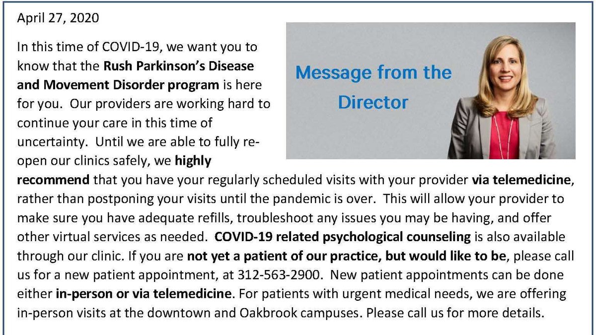 A Message from Dr. Deborah Hall, Director of the Rush Parkinson's Disease and Movement Disorder Program