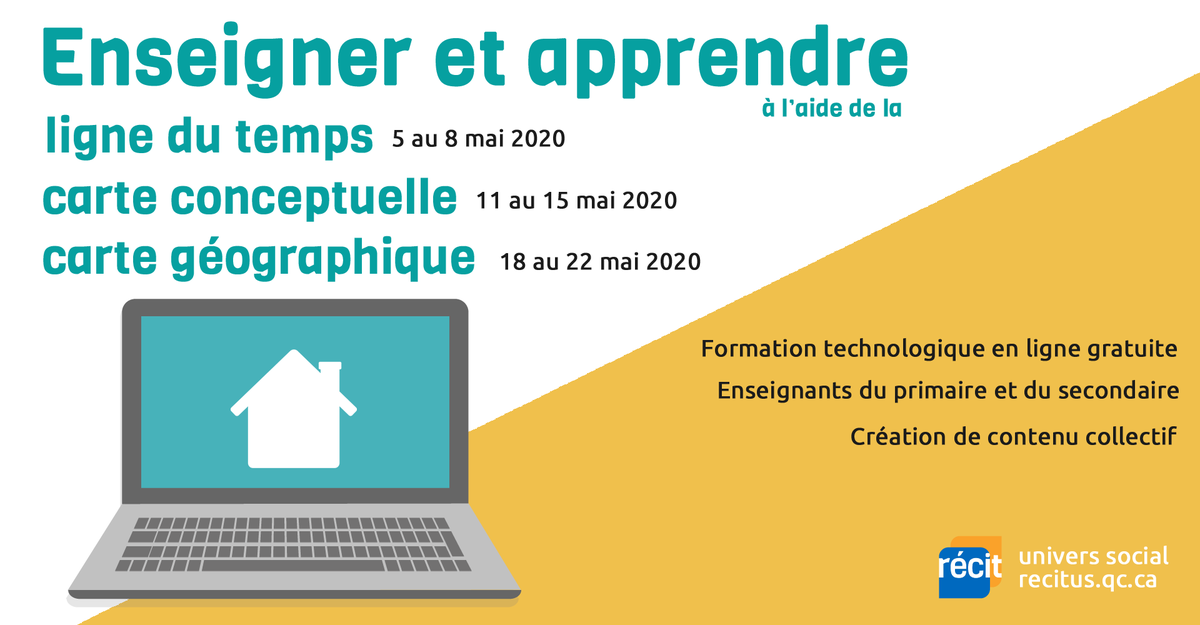 Le RÉCITUS vous propose une série de formations technologiques en ligne et gratuites. Venez échanger sur la façon d’enseigner et d’apprendre à l’aide d’outils comme la ligne du temps, la carte conceptuelle ou la carte géographique. #Eduqc recitus.qc.ca/nouvelles/nouv…