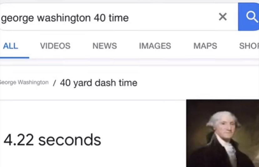 TDawgBets's tweet image. George Washington ran a 4.22 40 yard dash? Bro was running with the wrong Patriots.
