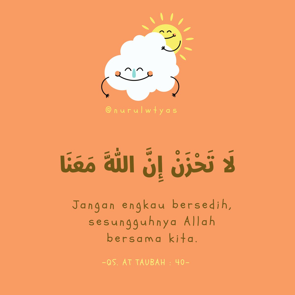 NurulWTyas's tweet photo. Laa tahzan! 
recommended juga sih murojaah cuplikan ayat bareng anak kelas dua mi yang sedang #belajardirunah dan #tadarusdirumah pakai gambar sama font arab kaya gini wkwk

#sambilbacasambildoa 
#05ramadhan https://t.co/Qy3hLQfIPE