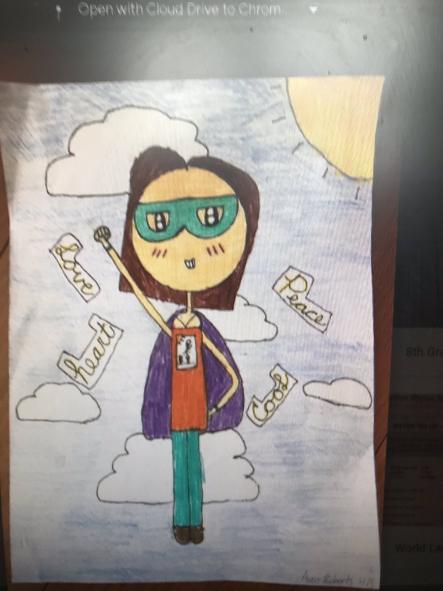 Rudydog44's tweet photo. Saint John’s 4th grade students created their own super hero art piece while learning about portraits.  This year our schools theme is “Take The Lead.” They are my super hero’s. https://t.co/shFxGspibC