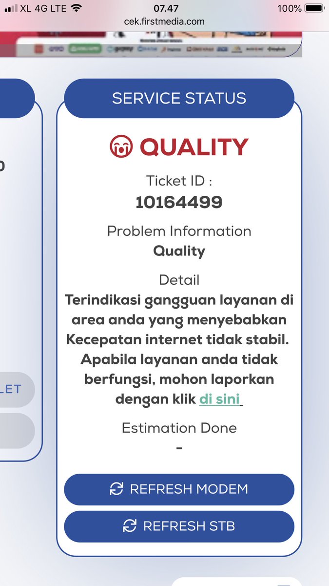 v_veliani's tweet photo. @FirstMediaCares Sudah lebih dari 1x24 jam, internet masih sering putus, status jg sama. Tolong dicek ini kenapa. https://t.co/JkwlOj6HtZ