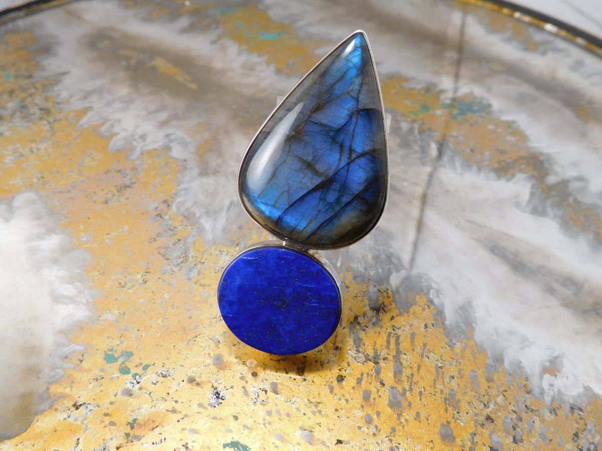 Excited to share the latest addition to my #etsy shop: Labradorite and Lapis Ring etsy.me/3cSiU5H #blue #teardrop #no #lapislazuli #silver #unisexadults #lapislabradorite #largelabradorite #labradoritering 
#onlyatthegolddoor #golddoorpdx #golddoor