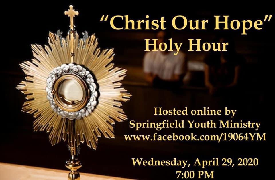 Don’t miss our Holy Hour this Wednesday night at 7:00pm LIVE on Facebook and Instagram. This is a youth and young adult centered event but all are welcome to join! <a href="/Springfield_YM/">Springfield YM</a> <a href="/AnthemPhilly/">Anthem Philly</a> <a href="/ArchPhilly/">Catholic Church of Philadelphia</a>