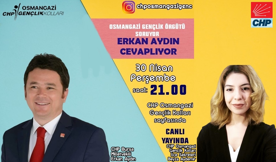 chpogazigenc's tweet photo. Sayın vekilimiz Erkan Aydın ile 30 Nisan'da canlı yayındayız. Osmangazi soruyor Erkan Aydın Cevaplıyor... https://t.co/2jFAd9x2yW