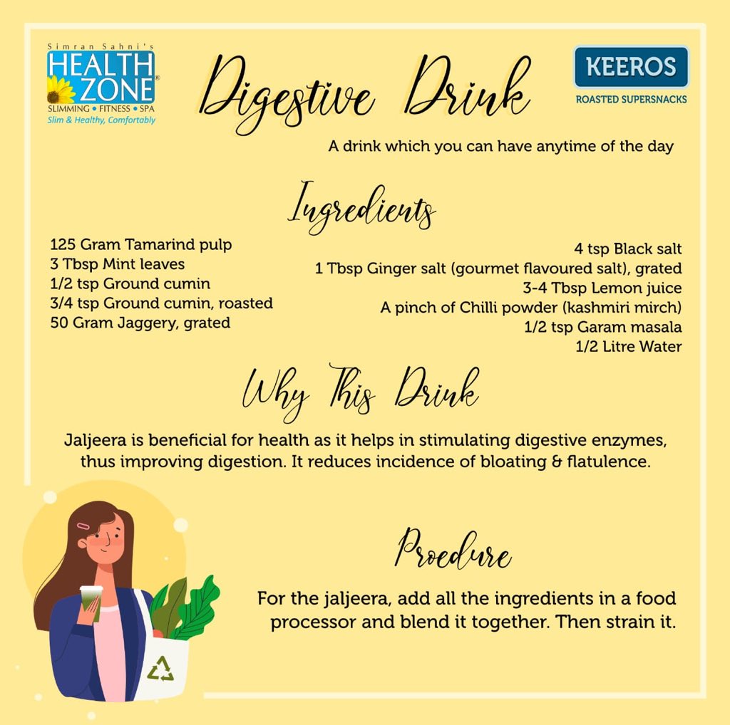 Keeros_in's tweet image. Hello everyone!👋
Here’s a recipe of digestive drink🍸which can be easily prepared.
To improve your digestive health, add this to your diet.
.
.
#Keeros #homeremedies #digestivedrink #healthyroutine #healthydrinks #livehealthy #healthyrecipes #healthylifestyle #healthydrink