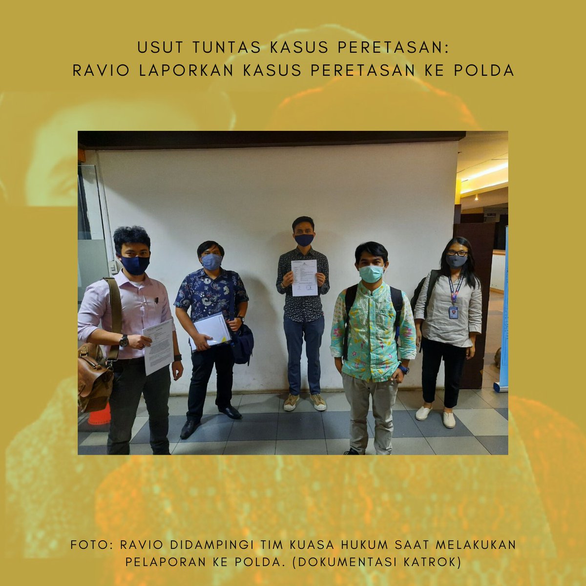 Siaran Pers

Usut Tuntas Kasus Peretasan: Ravio Laporkan Kasus Peretasan ke Polda

<a href="/safenetvoice/">SAFEnet | Southeast Asia Freedom of Expression Net</a> <a href="/YLBHI/">YayasanLBHIndonesia</a> <a href="/LBH_Jakarta/">LBH JAKARTA</a> <a href="/lbhpersjakarta/">LBH PERS</a> <a href="/KontraS/">KontraS</a> AMAR <a href="/antikorupsi/">ICW</a> <a href="/LokataRU/">Lokata ru</a> <a href="/asia_ajar/">Asia Justice and Rights</a> <a href="/amnestyindo/">Amnesty International Indonesia</a> <a href="/ICJRid/">Perkumpulan ICJR</a> PUSAKO

Jakarta, 27 April 2020