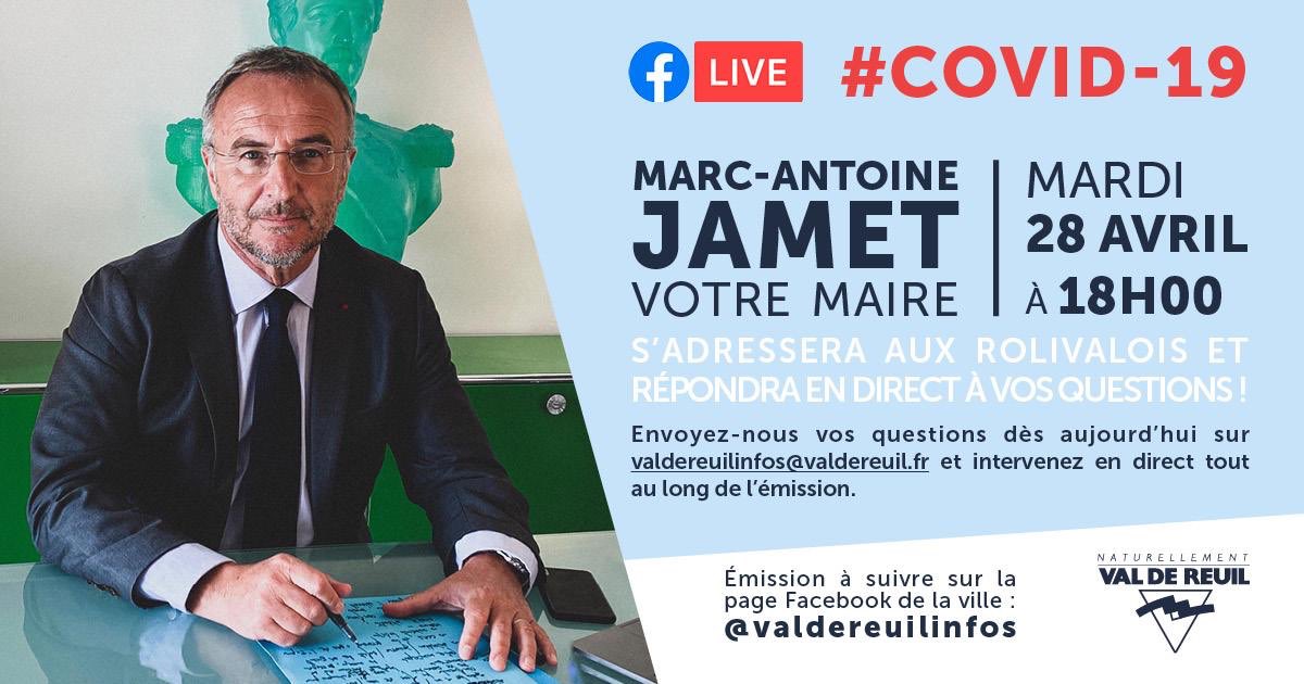 valdereuil_info's tweet photo. #savethedate. Ce soir à 18h, facebook live de @MA_Jamet sur la page Facebook « val de Reuil infos ». En + de présenter toutes les mesures prises à @valdereuil_info dans le cadre du #COVID19, notre maire répondra à toutes vos questions. A ce soir ! https://t.co/47ybCegdqC