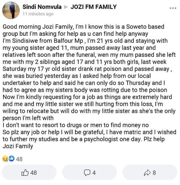 <a href="/AdvoBarryRoux/">Man’s NOT Barry Roux</a> Advovo please re tweet I've been helping this lady now this are tough we stopped working as i work in the alcohol industry anyone willing to help thank you i appreciate it 🙏