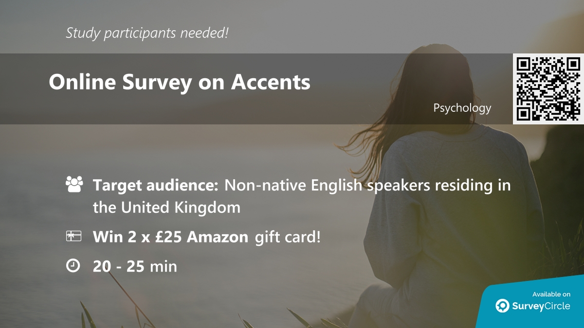 daily_research's tweet image. Participants needed for online survey!

Topic: &quot;Online Survey on Accents&quot; surveycircle.com/en/surveys/?cr… via @SurveyCircle

#NonnativeEnglish #speakers #dissertation #accents #survey @UniKent #surveycircle