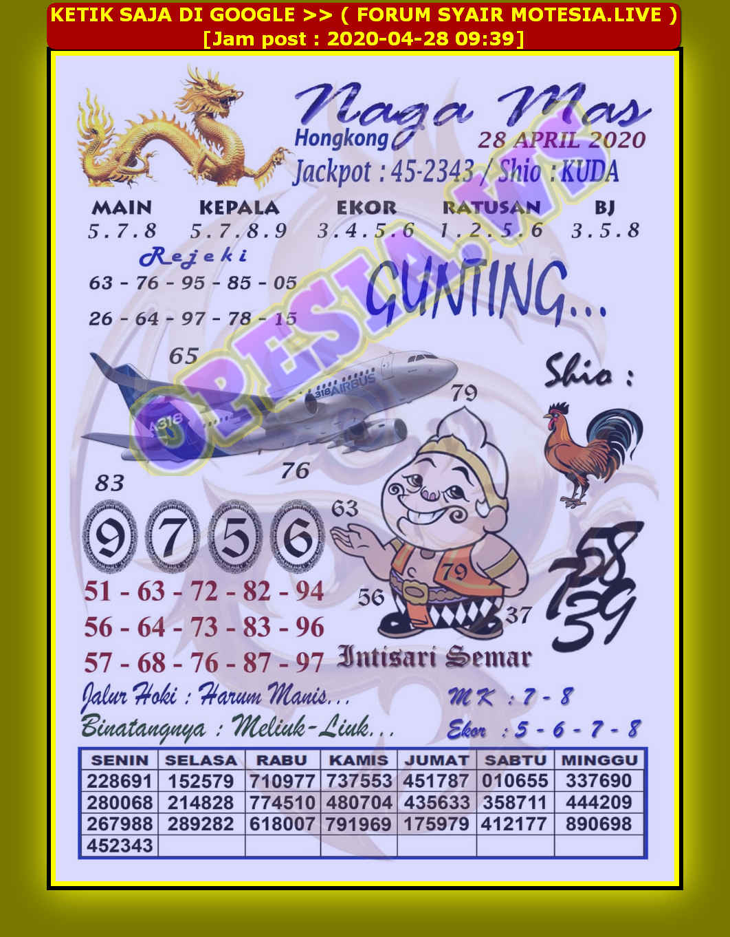 ֎ Forum syair motesia hk 26 april 2020  இ 