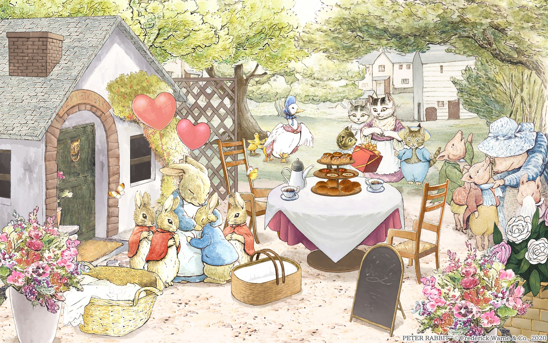公式 ピーターラビット 小さな村の探しもの 新イベントの開催です 期間限定の 母の日の庭先でのアイテム探し ピーターたちが日頃の感謝を母親に伝えているようですよ 新住人は こぶたの