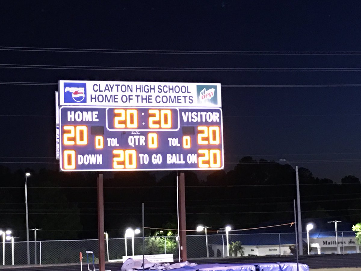 ClaytonCometsAD's tweet photo. Tonight @Clayton_Comets joined other @JCPS_NC schools in honoring our Senior Class of 2020. We miss you all and you are in our thoughts. Aerial shot courtesy of @NickStevensHSOT 👍
@JCPS_Athletics @NCHSAA
#BeTheLight https://t.co/bjX7FVu2Oo
