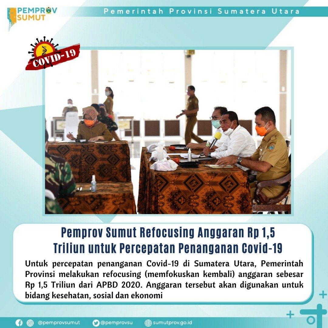 pemprovsu's tweet image. Pemprov Sumut Refocusing Anggaran Rp 1,5 Triliun untuk Percepatan Penanganan Covid-19

sumber: sumutprov.go.id

@kemendagri @KemenkesRI @RahmayadiEdy @ijeck09

#Refocusing #Anggaran #Penanganan #LawanCovid19 #SumutLawanCovid19 #SumutSmartProvince #EdyRahmayadi #Ijeck