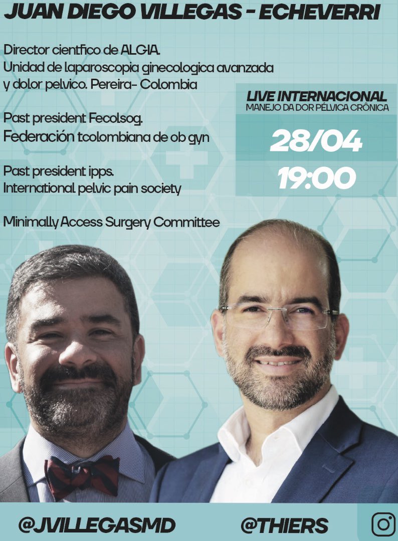 Thiersoares's tweet photo. Dia de LIVE INTERNACIONAL!!! Estarei com o meu grande amigo @jvillegasmd, especialista em dor pélvica crônica. Espero vocês lá!!! No Instagram @thiers #thiers #drthiers #dorpelvicacronica #dolorpelvicocronico #morcelamentoseguro #morcelamento #endometriosis #endometriose https://t.co/OnwQpkBtP7