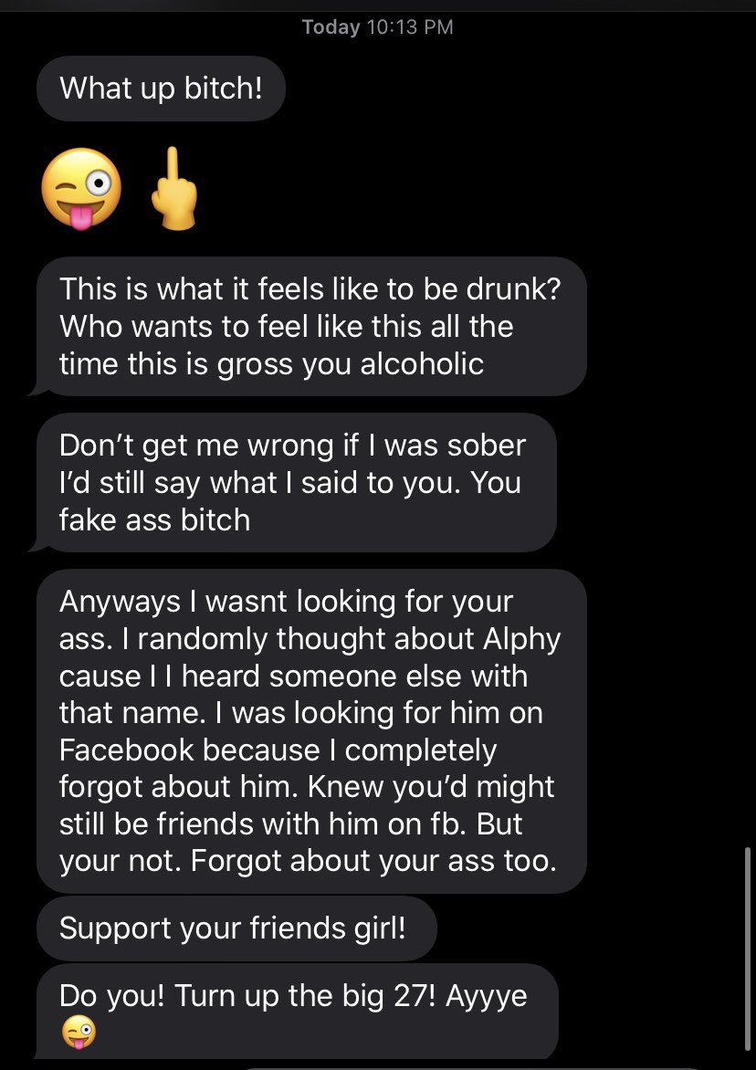 allison_souless's tweet photo. LMAO! My ex best friend does this shit every year ! She’s still BIG mad that we grew apart back in high school . 

“I wasn’t looking for you “ .... but yet she’s in my iMessage, IG , &amp; FB 😳 

All jokes aside ; should I be worried ? 

#STALKER #Creep https://t.co/yQnkOZ295z