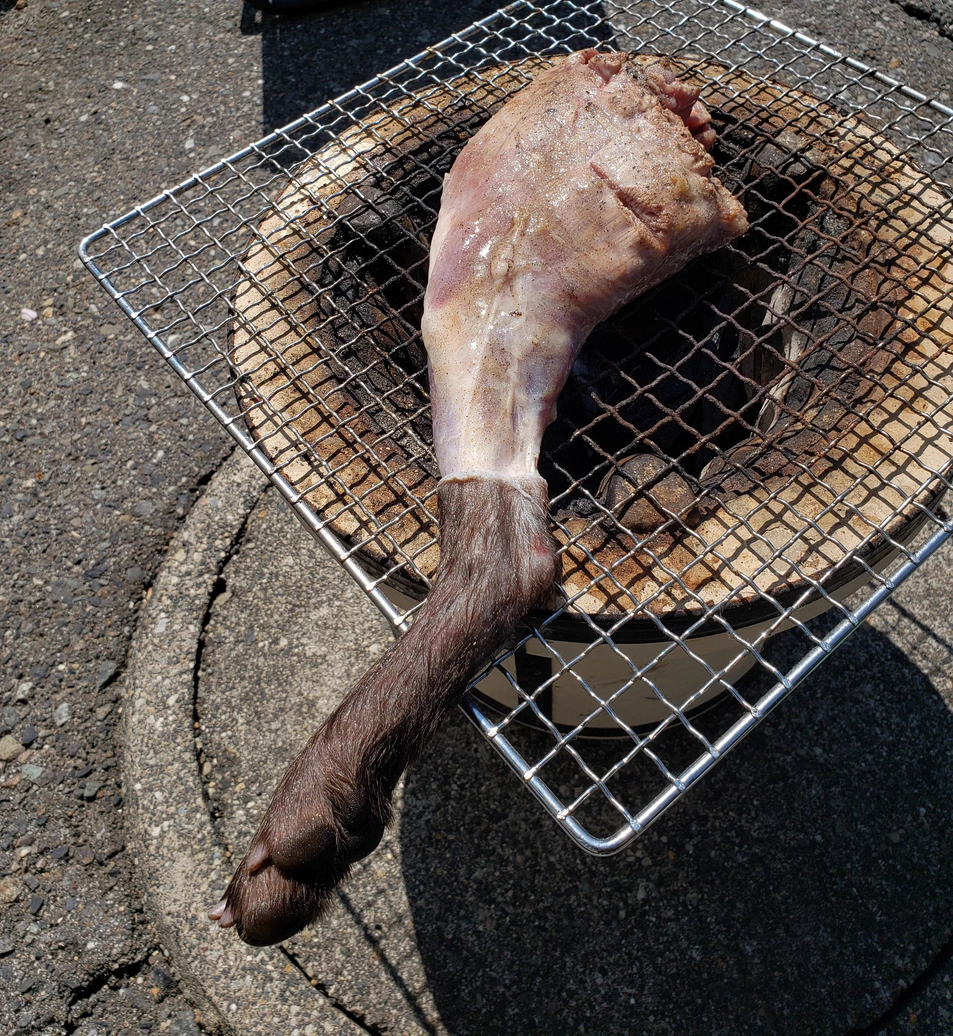 たぬきちの脚を焼いて食べちゃった投稿がやばいと話題に
