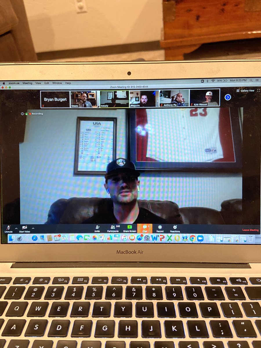 CoachBurgert's tweet photo. Getting ready for #Outfield play with @StickandBallTV @CoachSheets3 @JT_Maguire35 @Tves_23. Feels like a weekend DH with all this content being shared tonight with all these coaches #DugoutChatter #PrideAside https://t.co/XONGBOInzg
