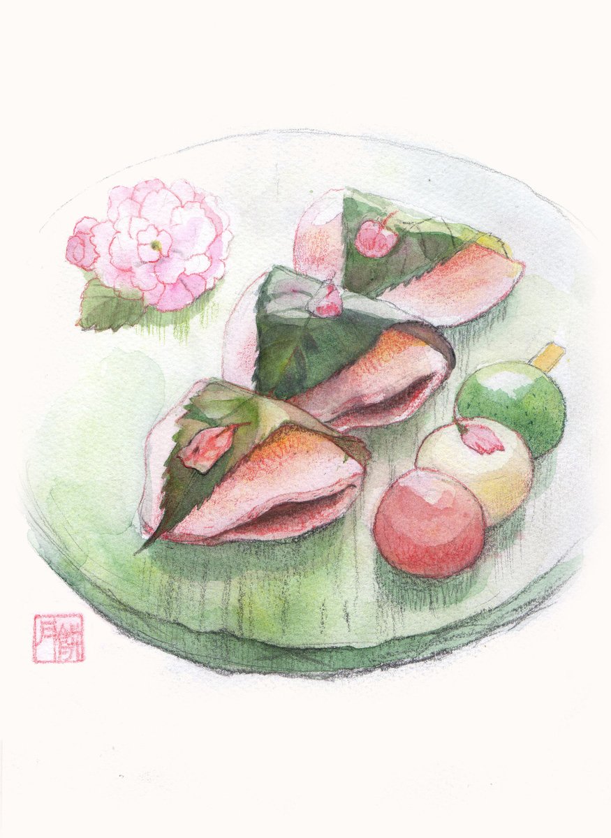 月音京子 料理イラストレーター V Twitter 新作の桜餅 と三色団子です 絵に描いた餅 カレンダーを制作しています その4月バージョンです さて 5月はなんの餅でしょう 当てられるかな 笑 絵描きの輪 イラスト好きな人と繋がりたい イラスト好きと繋がり