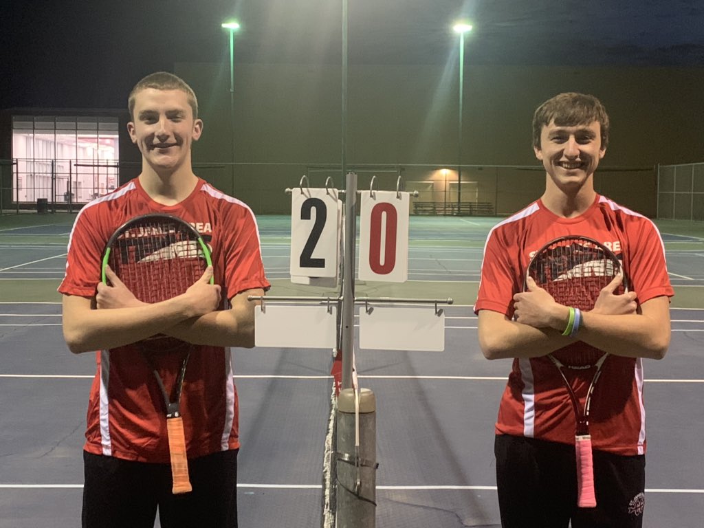 St. James Area Tennis - week 4.   Our two seniors Sawyer Evans and Ben Foss are in the spotlight tonight.  Sawyer and Ben are fine young men and made a big impact on our program.   #BeTheLightMN #mshslSeniorSalute