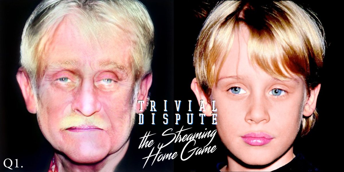 trivialdispute's tweet photo. In case you felt like sleeping tonight, here are the AI-aged up child stars from round 4! (featuring Old Danny Bonaduce as a post-apocalyptic guzzoline-peddler who is also 100% the orangutan from Dunston Checks In)
#TrivialDispute #StreamingHomeGame (1/2) https://t.co/y2RPFZdIxK