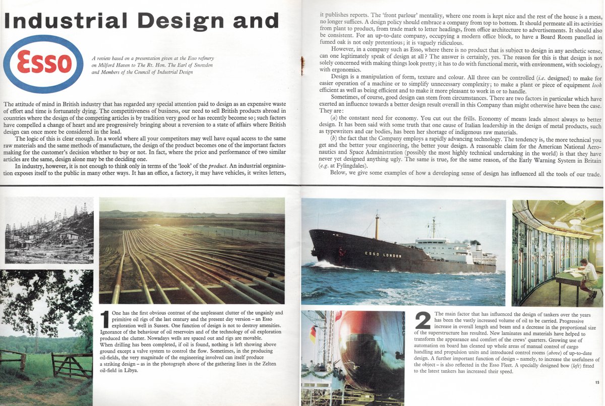 Day 126/7/8 of  #petrolstationsFrom Esso Magazine, Winter 1965/6: Industrial Design and Esso https://www.flickr.com/photos/danlockton/49828616312/ @esso_gb  @ExxonMobil_UK  @designcouncil