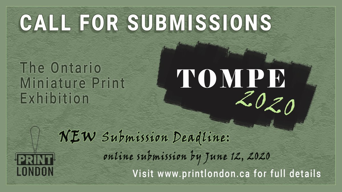PrintLondon00's tweet image. Calling all printmakers! We have extended the deadline to submit pieces for consideration for TOMPE2020 to June 12. Visit our website at printlondon.ca for full details of the Call for Submissions. We're looking forward to seeing your entries!