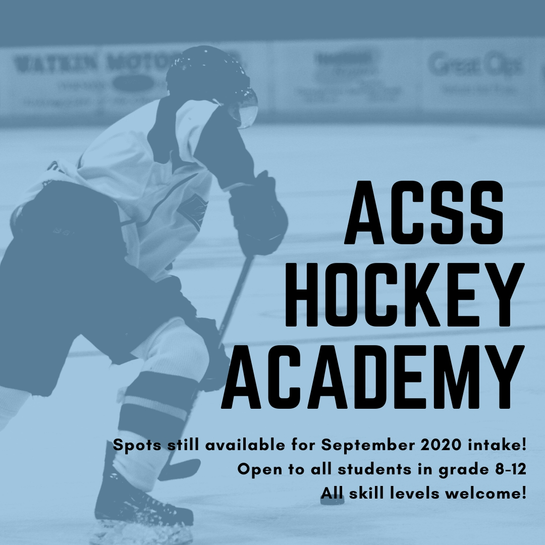 Interested in hockey? We have the program for you! We have a few spots available for the 2020 intake of our hockey academy. Get your application in now! Contact Mr. Renaud or Mr. Spring for more info! #acsstotems #wearetotems