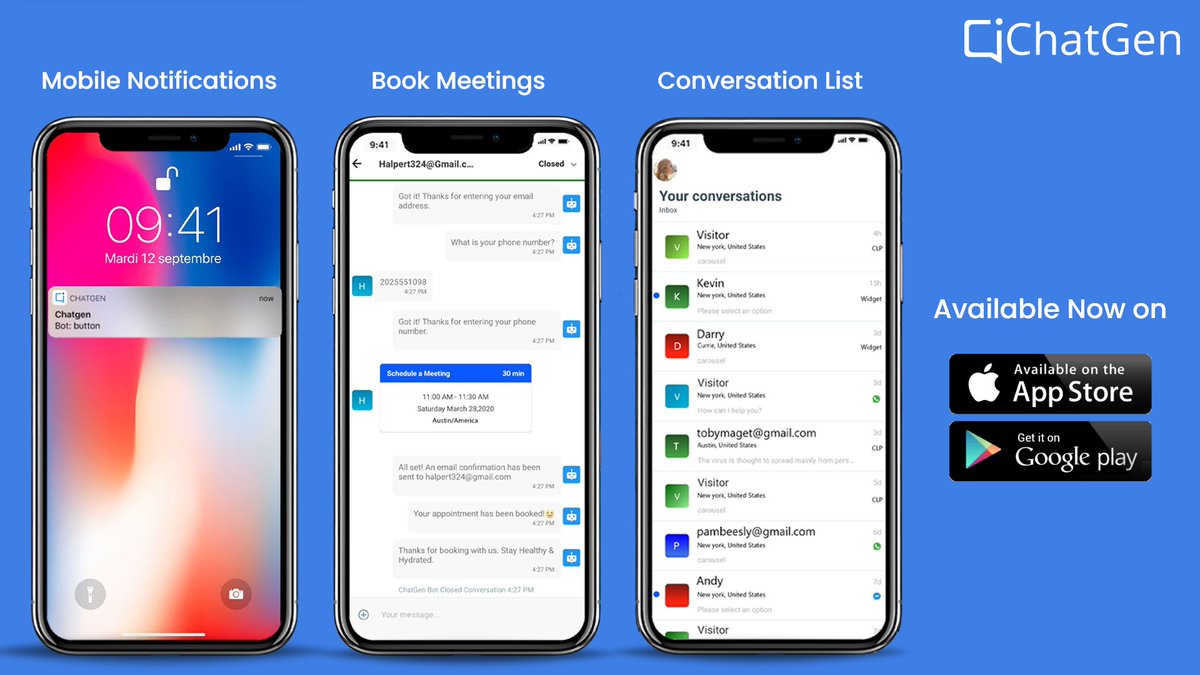ChatGen1's tweet photo. Manage your chats through your Agents on the fly from their mobile devices and make sure you are not missing out on your customer queries.
Create your free account on ChatGen now - https://t.co/hSluDAtADl https://t.co/6Xqlg7vUh9