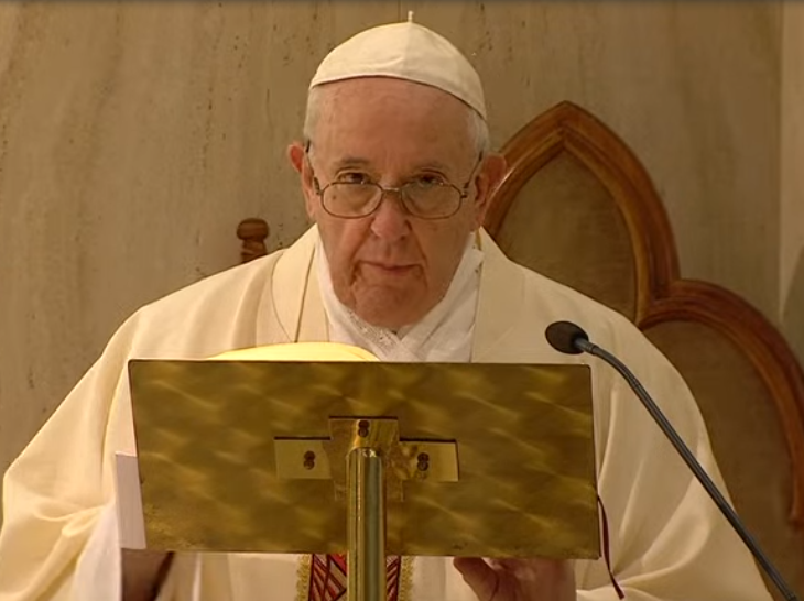 #PopeFrancis begins Mass praying that as governments roll out plans to ease the lockdowns, "let us pray to the Lord to give his people -- all of us -- the grace of prudence and obedience to the instructions so that the pandemic does not return."