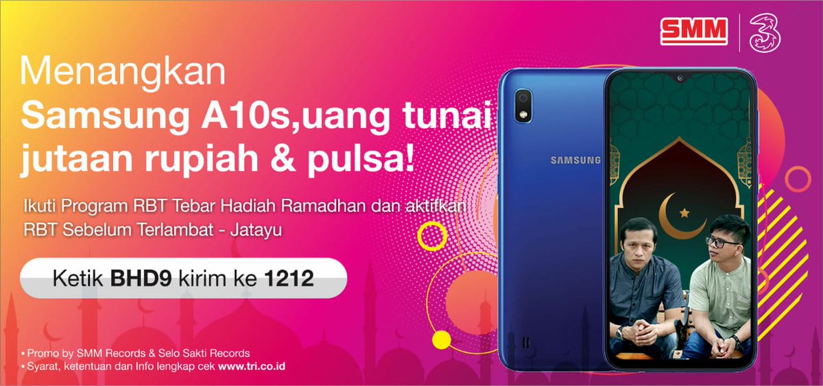 mau hp canggih, uaang jutaan rupiah dan pulsa, gampaaang
Caranya:
 aktifkan RBT jatayu sebelum terlambat :ketik BHD9 kirim ke 1212,
Posting-  foto buka puasa bersama dirumah aja ke akun @suaramegamandiri dengan hashtag #RBTTEBARHADIAHRAMADHAN
Ajak dan tag minimal 5 orang