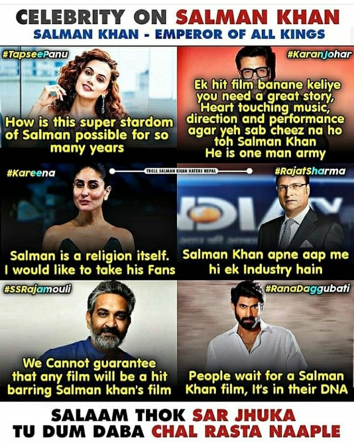AslamkhanBeing's tweet photo. Jo. Ek. Star. Ko. Banata. Hai. 
#SuperStar✌️😍
#superstar 👌☺️Hone. Ke. Liye. 
Kya. Chahiye. #SalmanKhan😎
#superstar✌️
#superstardom♥️
#BeingSalmankhanfanclub😘 
#bhaijabrafan😘😘 https://t.co/IrMinaGGen