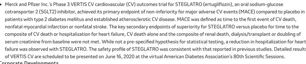 DanielJDrucker's tweet photo. Top line results for VERTIS-CV and ertugliflozin #SGLT2i #T2D #CVD #Heartfailure @Merck @pfizer https://t.co/w13JADwQHP https://t.co/7gfCAVcTPs