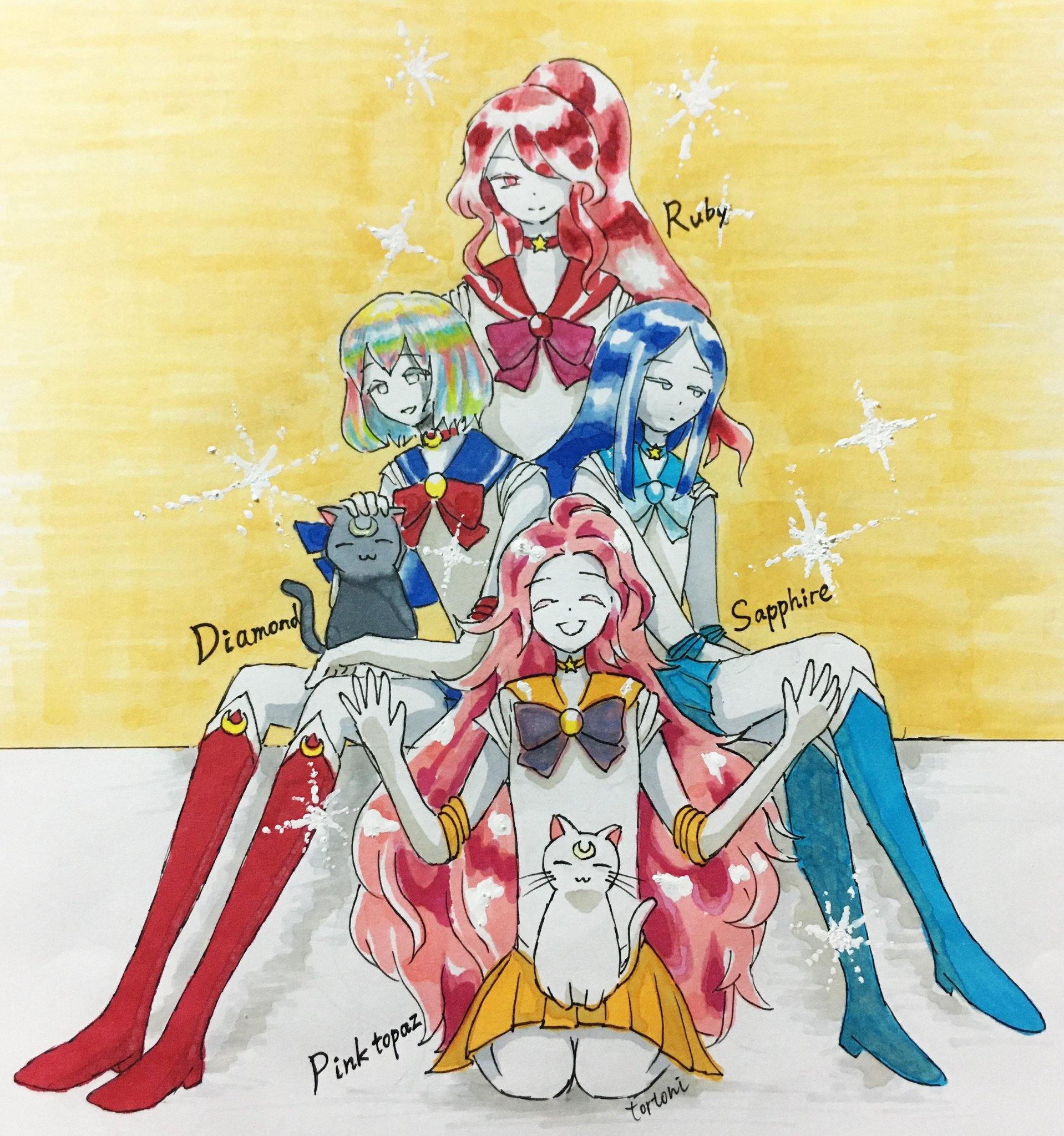 宝石絵画（ルビー、サファイヤ、ラピスなど） さまざまなサイズと色ルビー ダイヤモンド サファイア ベクトル