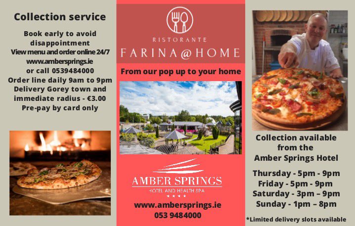 LIVE &amp; DIRECT..........STARTS THURSDAY

CLICK &amp; COLLECT

#farinaathome #fromthekitchen #redmondfarm #Goreyandsurrounds 

ambersprings.ie