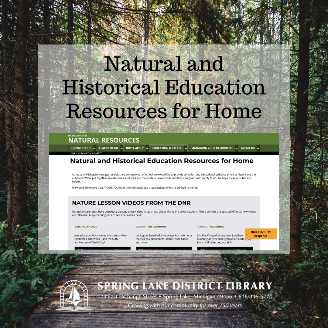 The Department of Natural Resources has put together a great resource page that includes videos, virtual field trips, games, projects, and more! Check it out! ow.ly/JZEc50zqfDt