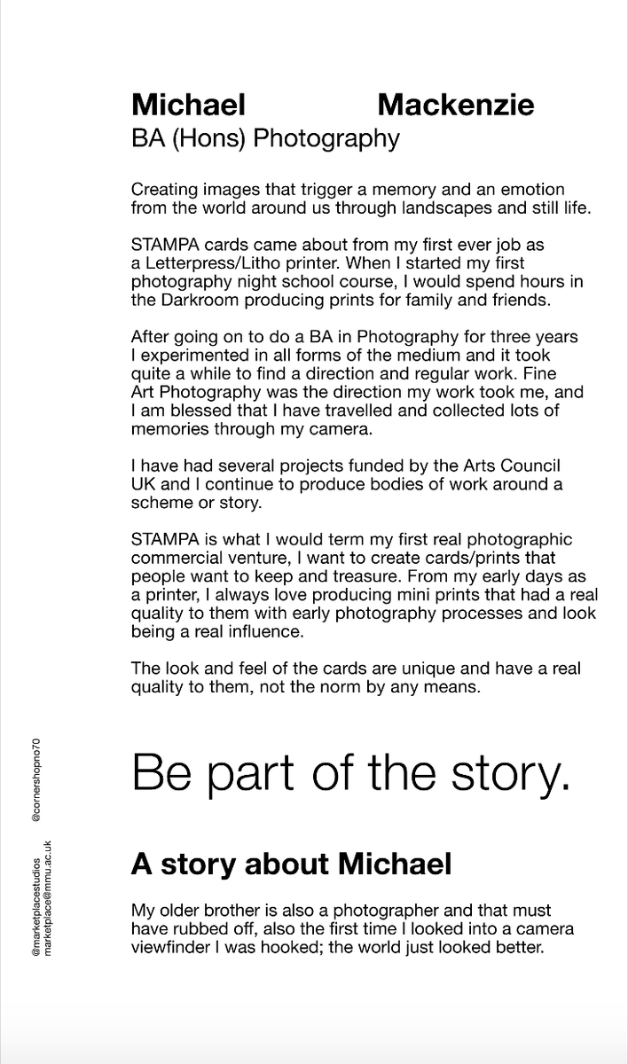 THE PLACE TO BUY STORIES
-
Here at Marketplace Studios, we want to spread some inspiration in these uncertain times. We want to celebrate the wonderful community of makers that we support and to tell their stories
-
Today we are featuring the work of Michael Mackenzie of Stampa