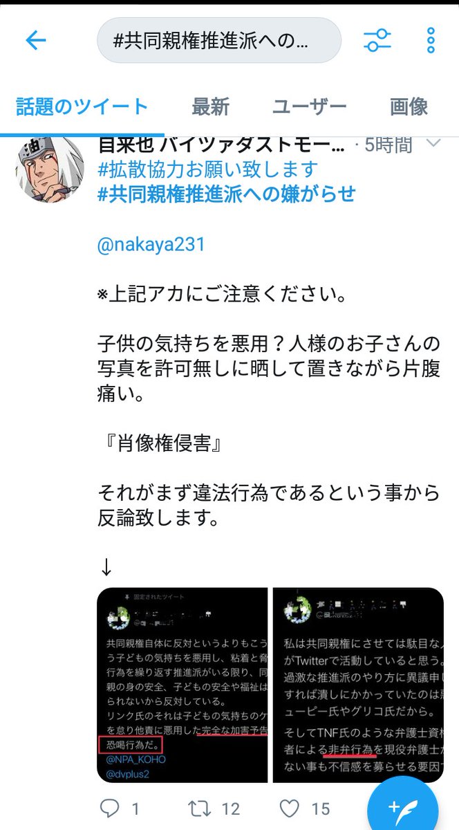 ナ カ ヤ 主食はチョコアイスバー 共同親権に共鳴した フラワーデモ 関係者と付き合いの深い反児相 アカウントによる嫌がらせも始まりました この方はかつて自らチンピラと自己紹介されてきましたよ 怖いですね Npa Koho Dvplus2