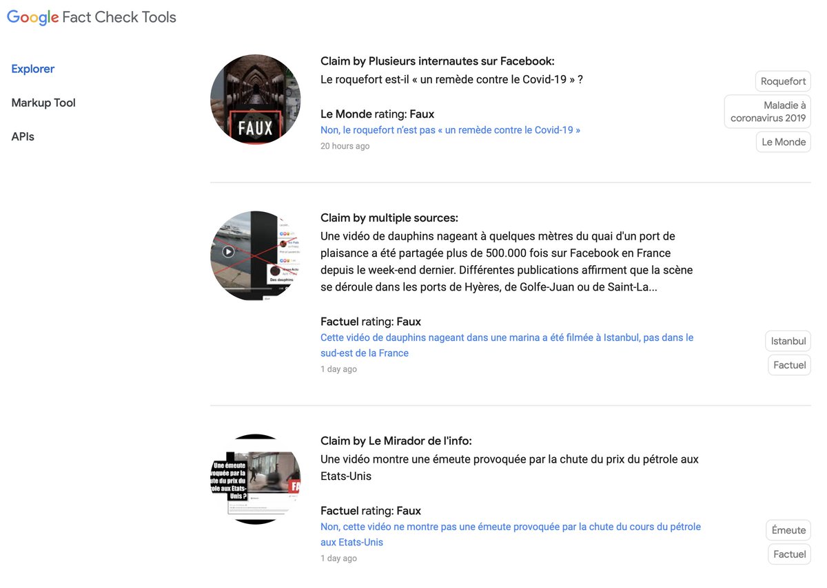 GoogleEnFrance's tweet image. Un doute sur une information trouvée en ligne ? 🤔Grâce à l'outil #FactCheckExplorer, vérifiez en quelques secondes si une information a été fact-checkée par des journalistes spécialistes de la vérification. Pour l'essayer, c'est ici➡️toolbox.google.com/factcheck/expl…