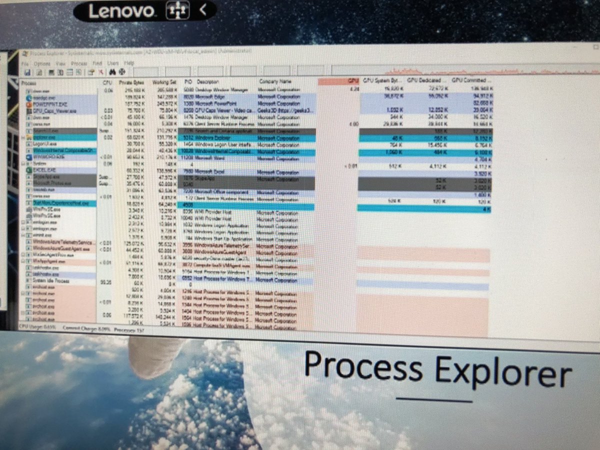 AlexGorisNL's tweet image. Easy and free, just use #processexplorer to see if #GPU is being used by whatever proces #WVdEvent2020 @_POPPELGAARD #wvd