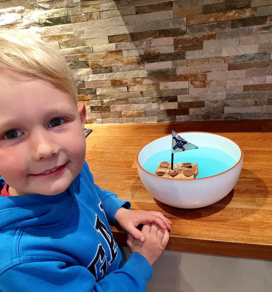 chamberlain2014's tweet photo. @Reginald_Elton Oscar has been making a pirate ship this morning. It holds the treasure too - his five coins!🏴‍☠️ https://t.co/m5cZzmcSIQ