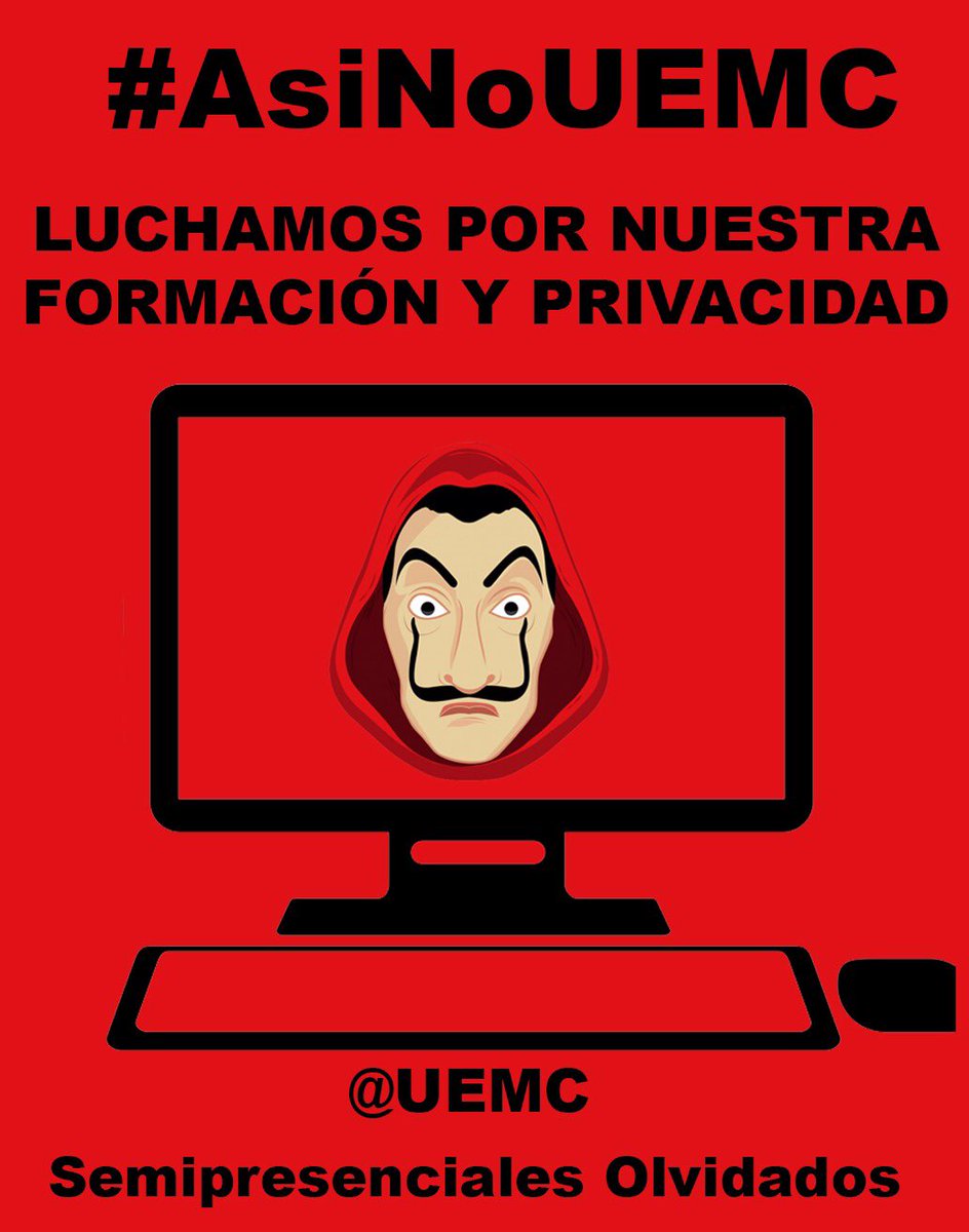 Carlota10789832's tweet photo. Queremos una evaluación justa para todxs! #AsiNoUEMC @UEMC escuchad a lxs alumnxs! Semipresenciales olvidados! https://t.co/s25kADwQVj