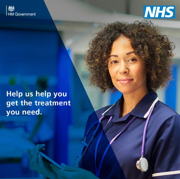 You can still contact your GP, 111 online or call 111 for help. If you are told to go to hospital, you must go. We’ll give you the care you need. nhs.uk