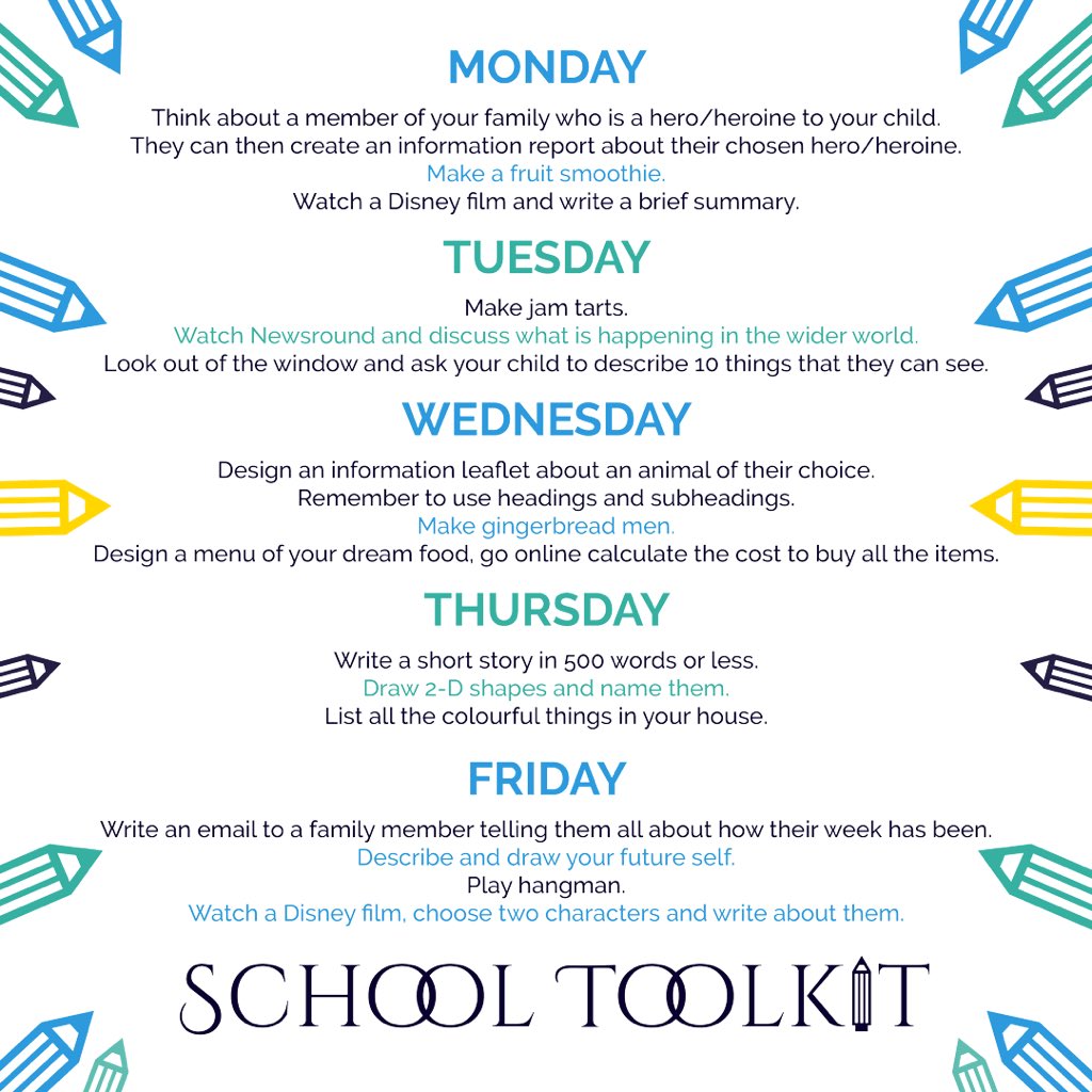 schooltoolkit's tweet image. Happy Monday, we hope you’ve had a lovely weekend! Here’s the third instalment of our ‘Weekly Tasks’ to help with some activity suggestions this week.
#schooltoolkit #weeklytasks #parentalengagement #parentpower #derby