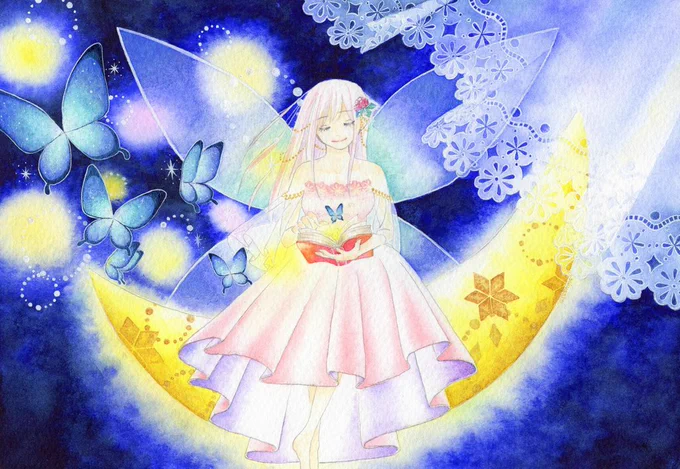 #俺は神絵師ではないが頑張ってるから応援して下さい 
便乗させて頂きます…!
キラキラ優しい世界を透明水彩で描いています☺️水彩の優しい滲みが大好きです。よろしくお願いします✨ 