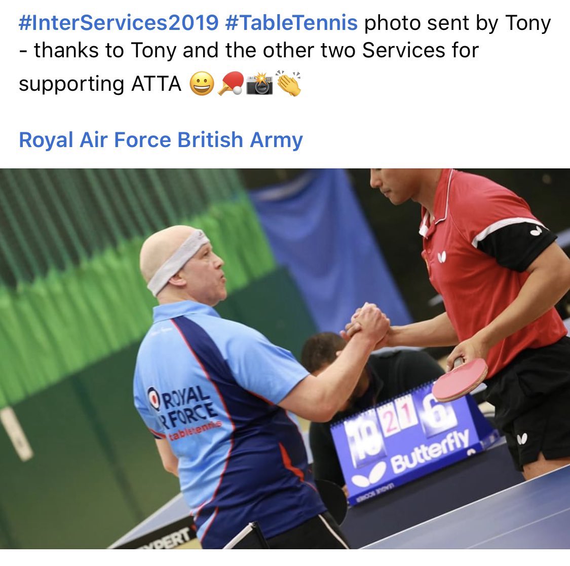 FLASHBACK; INTER-SERVICES TT CHAMPS 2019:

Well done #TeamATTA - a special mention goes to LCpl Kiran Tamang high praise indeed - congratulations - @24Commando @Proud_Sappers 👏

#InterServices2019 #TableTennis