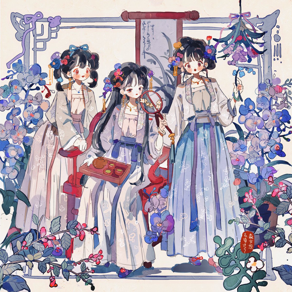 「Chinese traditional clothes(((o(*゜▽゜*)o)」|抖抖のイラスト