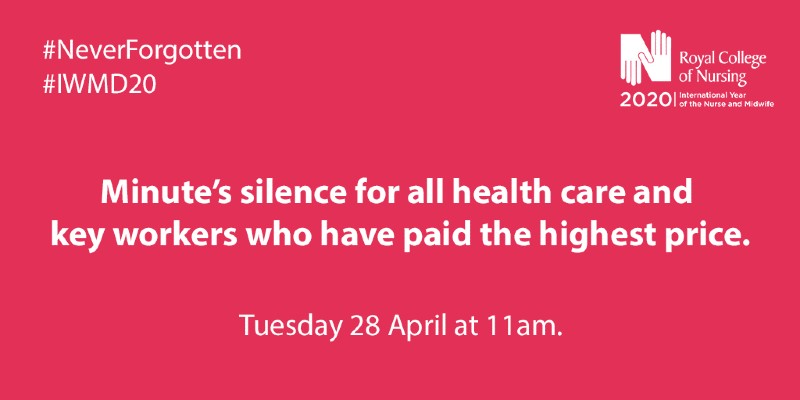Today at 11 am, we at <a href="/FNHCJersey/">Family Nursing & Home Care</a> will be taking part in the Royal College of Nursing's minute-long silence, being held in honour of all healthcare colleagues across the world who have died from Coronavirus #sharethesilence #neverforgotten
